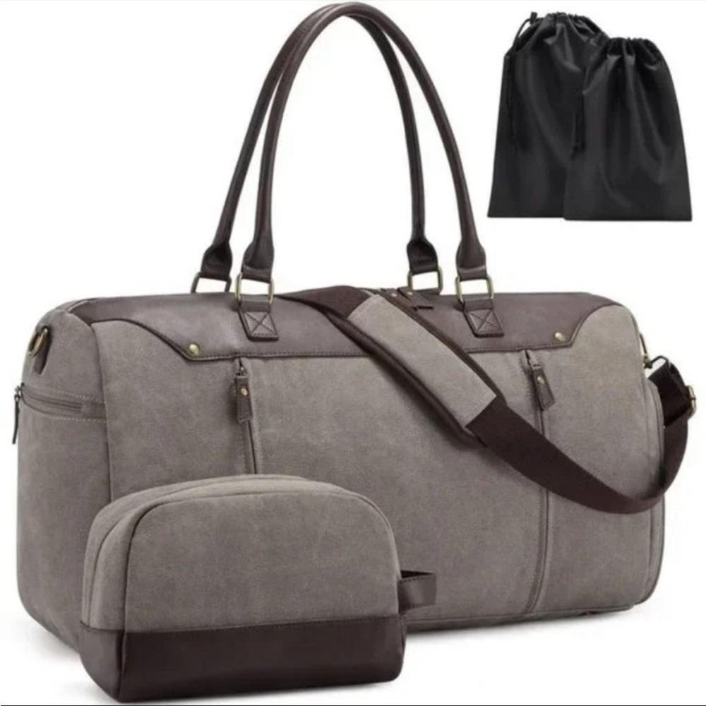 New Duffle Bag with Toiletry Bag Grey